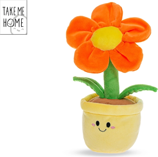 Orange plush flower in a pot Take Me Home