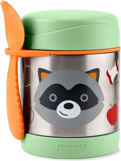 Skip Hop Zoo termo posodica za hrano z žlico-vilico rakun 325 ml