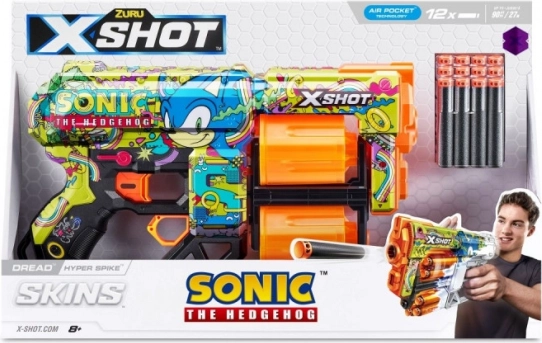 X-Shot Skins Dread Sonic – penasti blaster za izstrelke, bobnovi nabojnik 12 kos