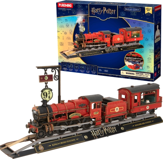 Puremind Harry Potter leseni 3D model vlaka Hogwarts Express z lučjo in zvokom