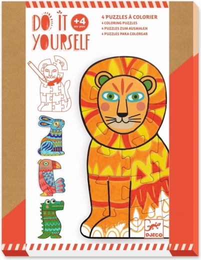 Djeco barvanke – obrisne sestavljanke Živali 4×12 koščkov