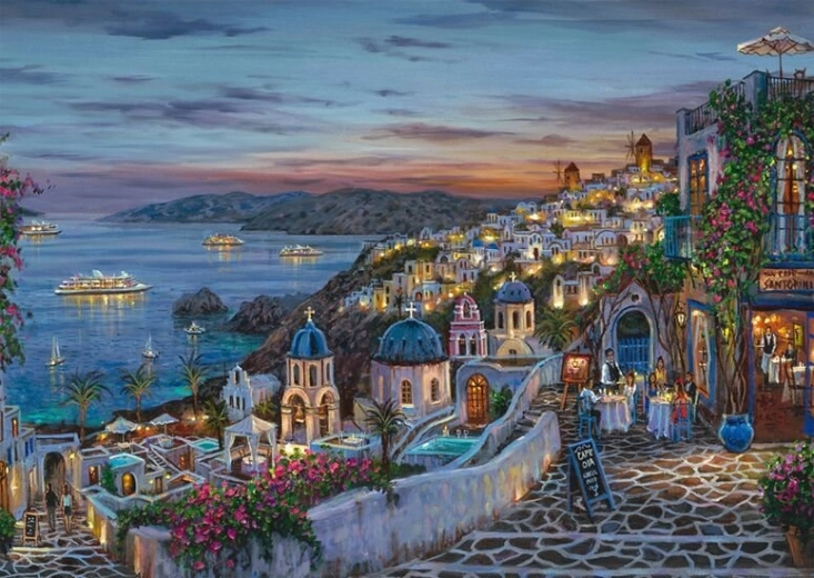 Sestavljanka Zahod sonca nad Santorinijem 1000 koščkov SCHMIDT