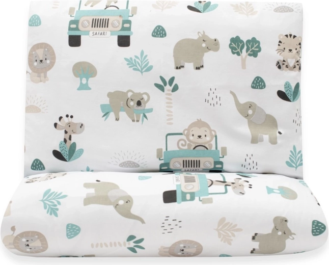 Otroška bombažna posteljnina New Baby Safari II 90×120 cm, mentolna