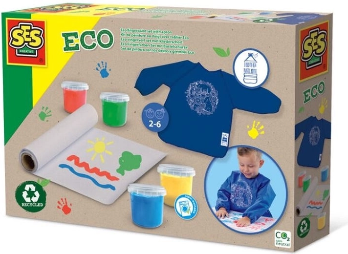SES eko komplet prstnih barv s predpasnikom in papirnato rolo
