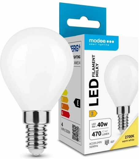 Modee LED žarnica Filament Milky Globe Mini G45 4 W E14 topla bela
