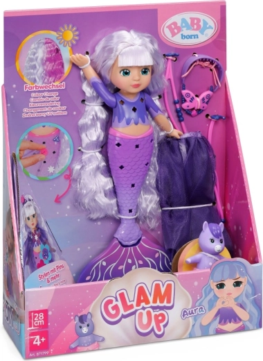 BABY born morska vila Aura Glam Up s lasmi, ki spreminjajo barvo