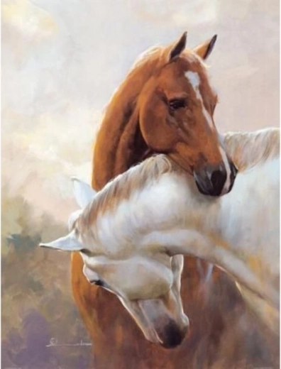 Diamantno vezenje (diamond painting) – dva konja 30 × 40 cm – 1 kos