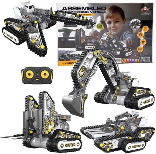 4-in-1 construction set – remote-controlled construction machines, 176 pieces