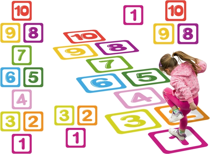 talne nalepke številke 1–10 za igro ristanc – izobraževalni set