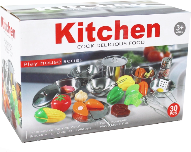 Kovinski komplet posode s pripomočki, 30 kosov