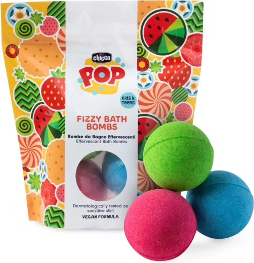 Chicco POP šumeče kopalne bombe za otroke in najstnike, 3 kos