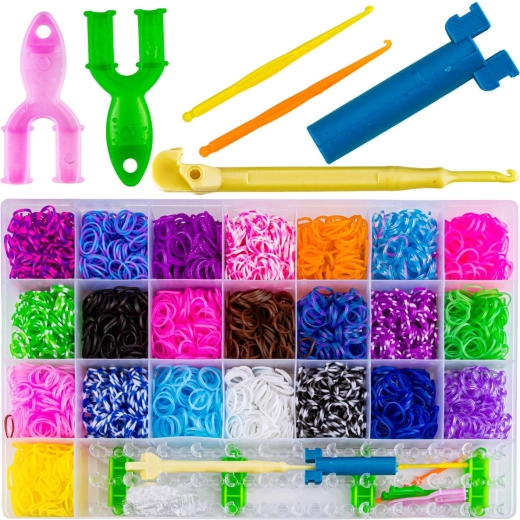 Elastic band set for making bracelets and decorations – 4400 pieces