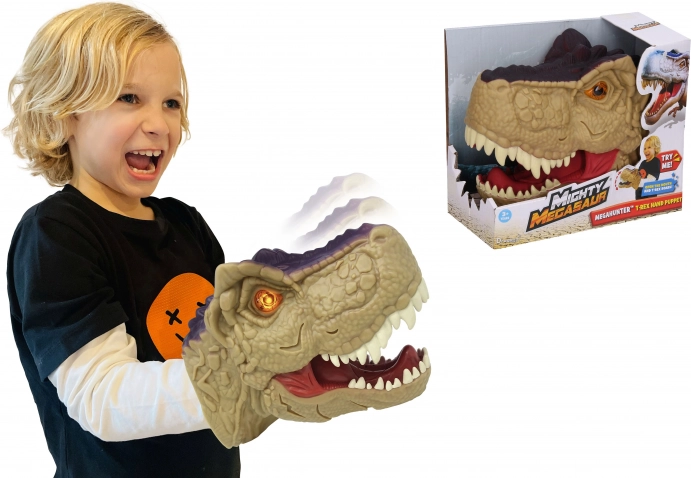 Dinozavrova glava z učinki na roko 20 cm