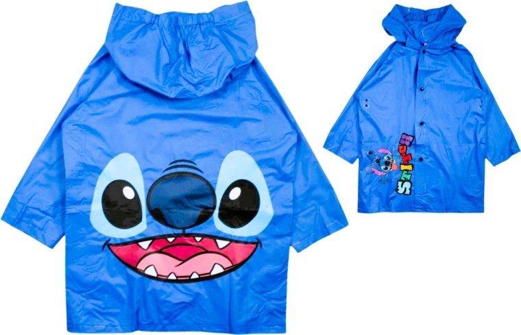 Children's Disney Stitch raincoat, blue with hood
