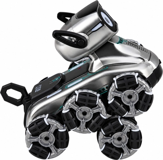 8 multi-directional wheels and movable arms