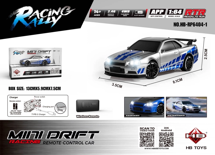 Daljinsko vodeni avto Mini Drift SmokeRacer, srebrn