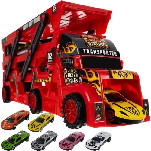 Avtotransporter z izstreljevalnikom in 6 kovinskimi avtomobilčki