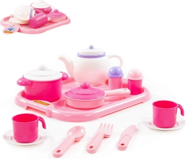 Otroški jedilni set Nastenka za 2 osebi s pladnjem, 19 delov