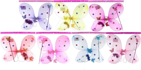 Metuljeva krila s cvetlicami – komplet z obročem za lase in paličico