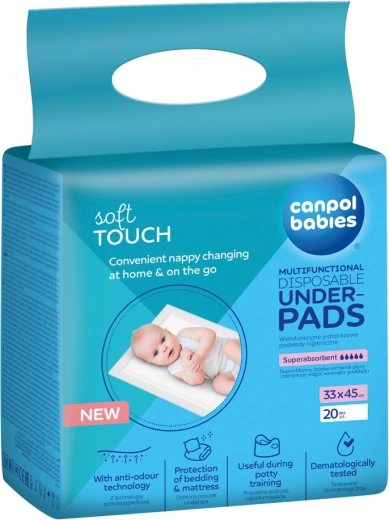 Canpol babies večnamenske higienske podloge 33 × 45 cm, 20 kos
