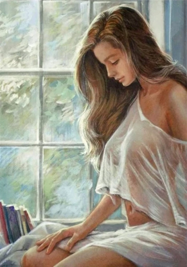 Norimpex diamond painting Posing by the Window 30 × 40 cm