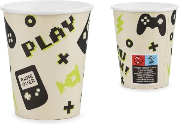Gamer papirnati kozarčki 220 ml – mešanica dizajnov
