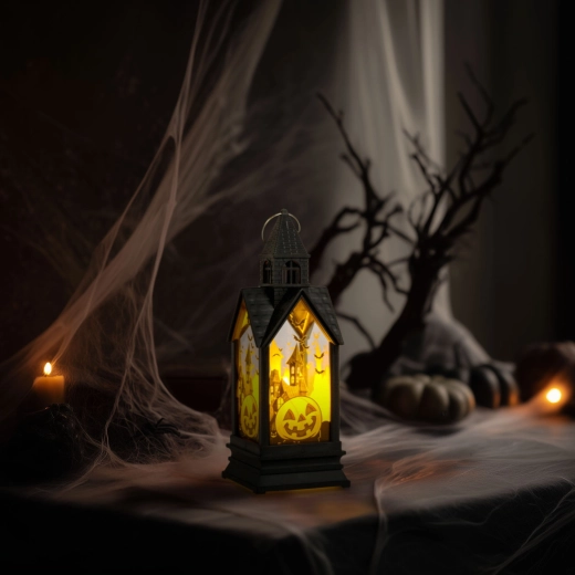 Halloweenska svetleča dekoracija buče z rumeno LED-lučko