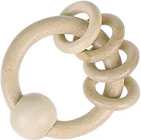 Wooden ring rattle with rings Heimess Nature