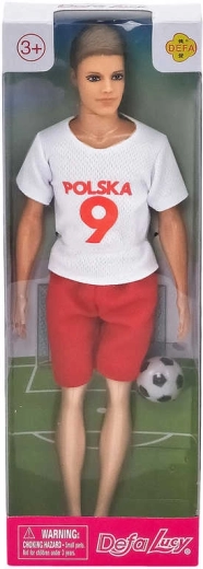 Defa Lucy lutka nogometašica v dresu Poljska z žogo 30 cm - 1 kos