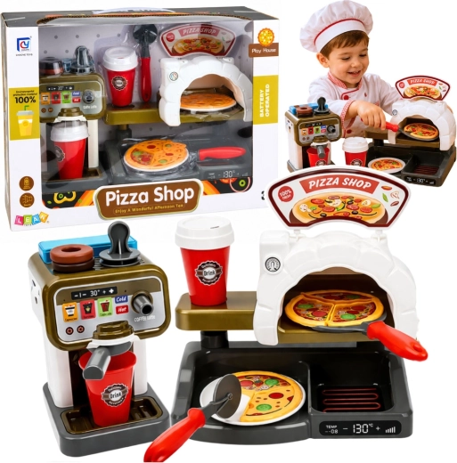 Otroški komplet picerije s pečico za pico in kavnim aparatom (Pizza Shop)