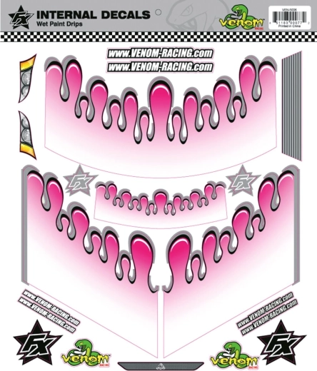 Jamara notranja grafika dekor Wet Paint Drops roza za Venom Racing