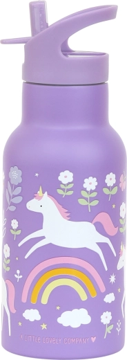 A Little Lovely Company otroška steklenica iz nerjavnega jekla z enorogi in mavrico, 350 ml