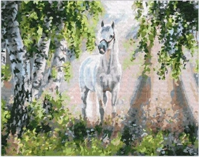 Diamantno slikanje beli konj 30 × 40 cm