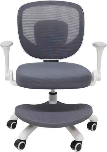 Children’s swivel desk chair with adjustment and footrest, grey