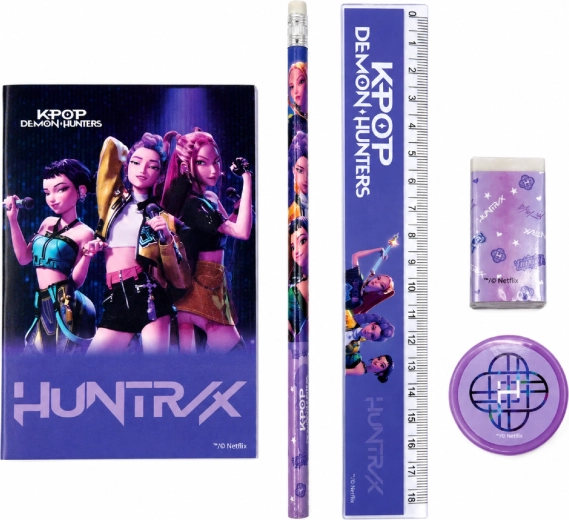 Petdelni šolski pisalni set KPop Demon Hunters Huntrix – vijoličen