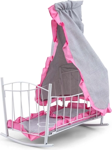 Milly Mally posteljica in zibelka za punčke Lily z baldahinom prestige pink
