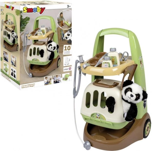 Smoby veterinarski voziček s pando in transportnim boksom 2v1