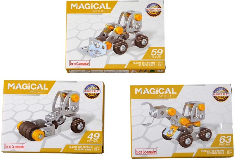 Metal screw-together construction kit – work vehicle (49–63 pieces) with tools - 1 piece