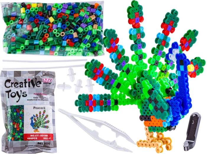 Iron-on beads 3D – peacock in a bag
