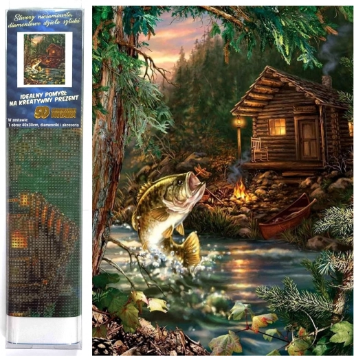 Kreativni set Diamantno Slikanje Ribiška koča 30x40 cm