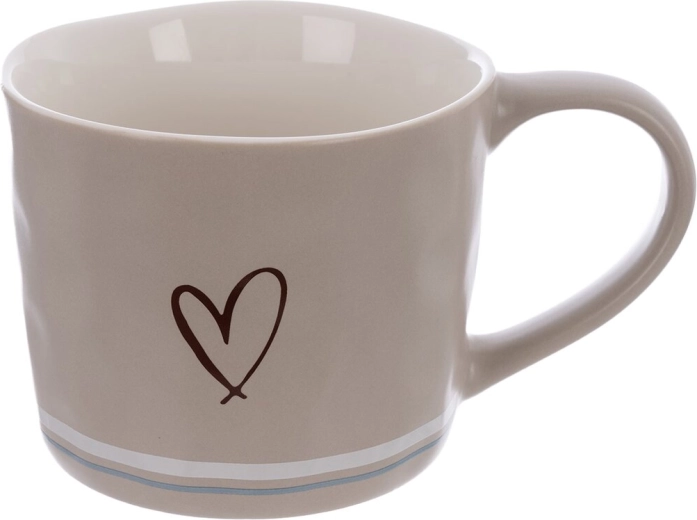 Porcelanasta skodelica z motivom srca 0,4 l bež