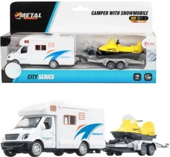 Camper van with snow scooter, pull-back action - 1 piece