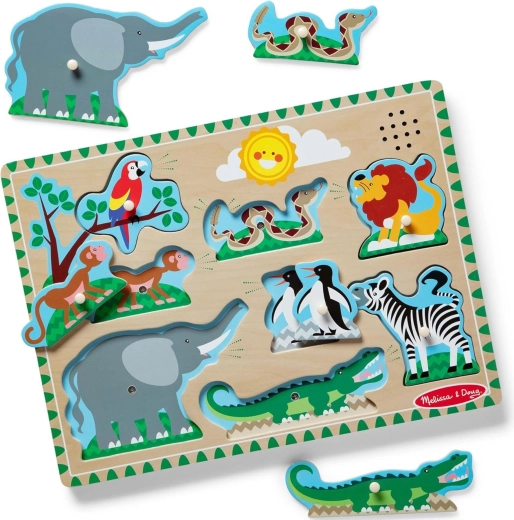 Melissa & Doug lesene zvočne sestavljanke – živali v živalskem vrtu