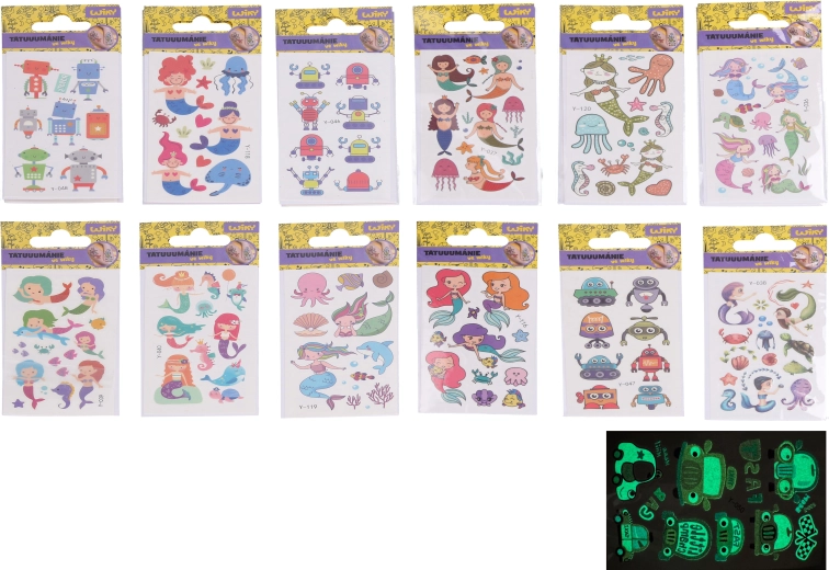 Tetovažne nalepke, ki svetijo v temi – mix 10,5 × 6 cm