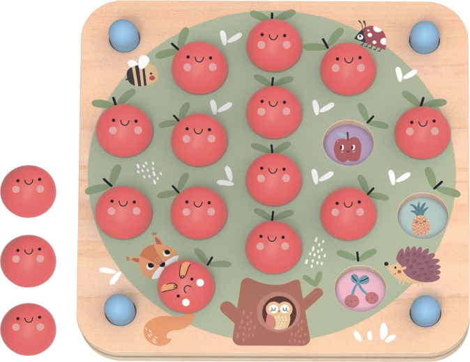 Memory game with a surprise under the apples