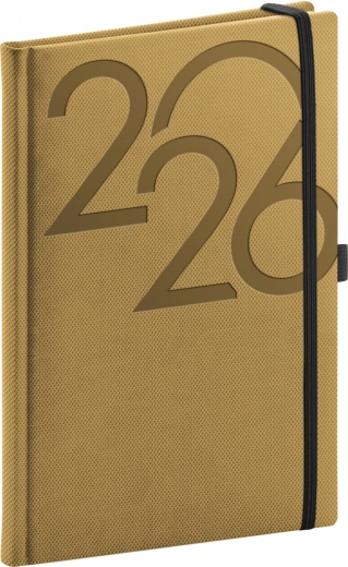 Tedenski dnevnik v zlati barvi 2026