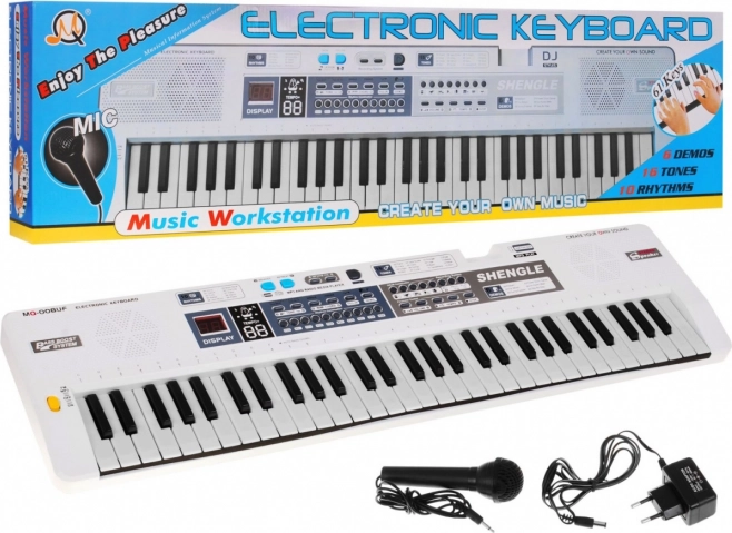 Beli otroški klaviaturni komplet z mikrofonom, snemanjem in stereo zvočniki