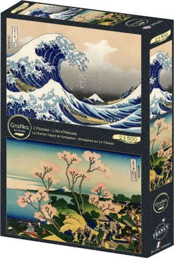 Sestavljanka Veliki val ob obali Kanagawe in Mestno območje Šinagawa 2×500 koščkov