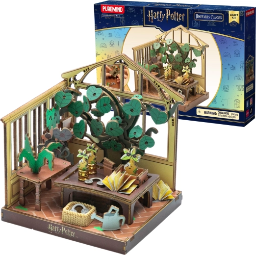 Puremind Harry Potter sestavljiva lesena 3D sestavljanka – rastlinjak, ura zeliščarstva