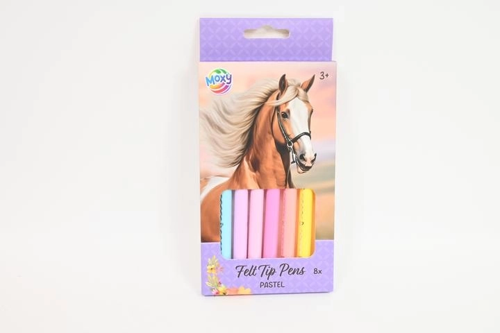 Moxy pastel markers with horse motif, 8 pcs